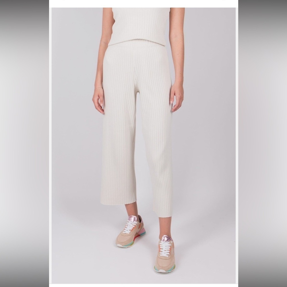 Vince ribbed cropped pants cream casual fall designer classic revolve $200 xs